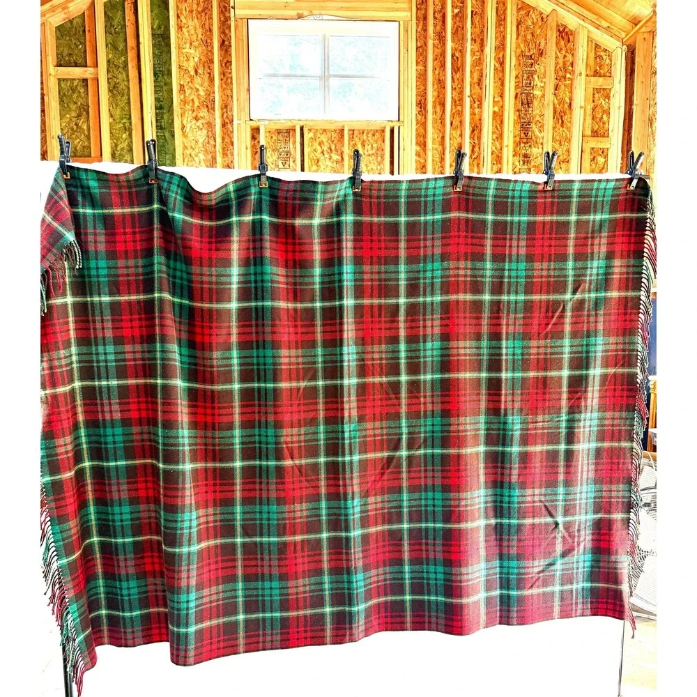 Vintage Wool Plaid Blanket